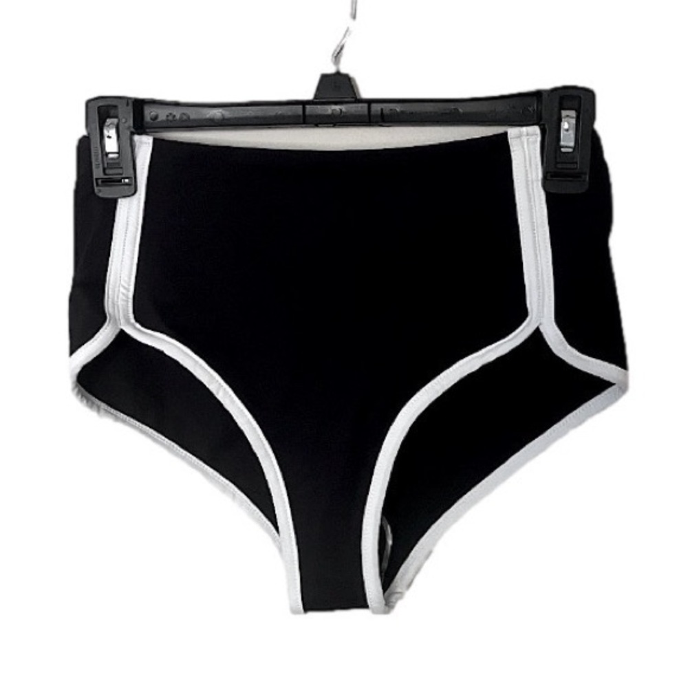 L*Space NWT’s Black and White Cali Full Cut Bikini Bathingsuit Bottoma Medium